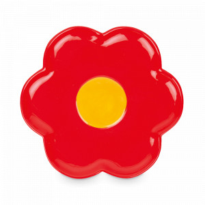 Тарелка обеденная, 24 см, керамика, красный, серия Daisy, DOIY, Испания, Тарелки