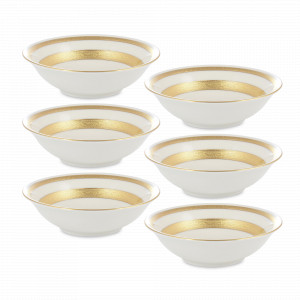 Набор из 6-ти порционных салатников Creme Gold, 14 см, фарфор, белый, золотой, серия Constanza 9321, FALKENPORZELLAN, Германия, Наборы фарфоровых салатников