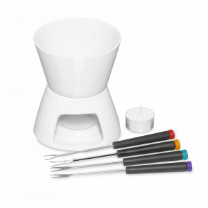 Набор для приготовления шоколадного фондю, 5 предметов, керамика, нержавеющая сталь, белый, серия MasterClass, KITCHEN CRAFT, Великобритания, Набор для фондю