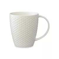 Кружка , 350 мл, фарфор, белый, рельеф, серия Essential, TKANO, Россия, 