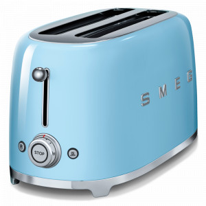 Тостер на 4 хлебца, нержавеющая сталь, пластик, 21,5 x 39,4 x 20,8 см, голубой, SMEG, Италия, SMEG (Италия)
