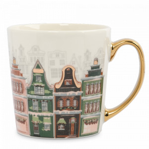 Кружка «Дома», 500 мл, фарфор, белый, декор, серия Townlet, ANNA LAFARG, Китай, Кружки