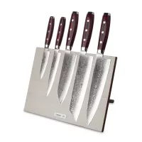 Набор кухонных ножей, 5 штук, на магнитной подставке ComposeEat (белая), серия GOU 161, YAXELL, Япония, 