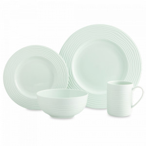 Сервиз чайно-столовый на 1 персону, 4 предмета, фарфор, мятный, серия Волна, DECOR DE TABLE, Россия, Китайский фарфор