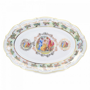 Блюдо овальное Мадонна, 33 см, фарфор, перламутр, серия Мария-Тереза, REPAST, Чехия, Мария-Тереза REPAST