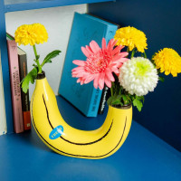 Ваза для цветов Banana, 19 см, керамика, желтый, DOIY, Испания_00821710053163089512.jpg