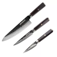 Набор кухонных ножей поварская тройка, серия Black Damascus, HEIMCUT, Россия, 