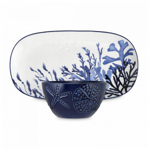 Набор из сервировочного блюда и салатника, керамика, белый, синий, серия Blue Coral, MAXWELL WILLIAMS, Австралия, Blue Coral MAXWELL & WILLIAMS