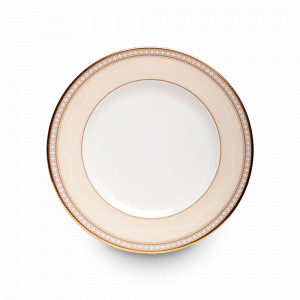 Тарелка закусочная, 22 см, костяной фарфор, белый, серия Трефолио, золотой кант, NORITAKE, Япония, NORITAKE (Япония)