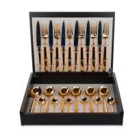 Набор столовых приборов на 6 персон, 24 предмета, золотистый, серия Carre, CUTIPOL, Португалия_00792850043890406634.jpg