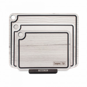 Набор из 3-х разделочных досок на подставке, в подарочной коробке, композитный материал, белое дерево, серия Elegance, ComposeEat, Россия, Разделочные доски