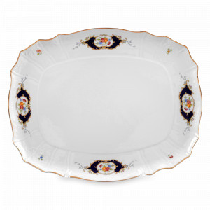 Поднос , 40 см, фарфор, белый, декор, серия Синий глаз, BERNADOTTE, Чехия, Подносы