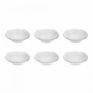 Набор из 6-ти порционных салатников, 16 см, фарфор, белый, декор, серия Платиновый узор, BERNADOTTE, Чехия, Пиалы, салатники индивидуальные