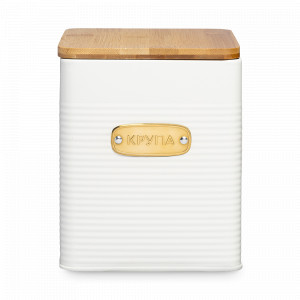 Банка для хранения крупы, 3.2 л, углеродистая сталь, бамбук, кремовый, серия Irmel, SMART SOLUTIONS, Россия, Банки для хранения чая