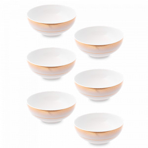 Набор из 6-ти салатников White Gold, 21 см, фарфор, белый, золотой, серия Constanza Rio, FALKENPORZELLAN, Германия, Наборы фарфоровых салатников