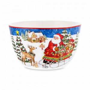 Салатник индивидуальный «Зайчонок и бельчонок», диаметр: 14 см, материал: керамика, цвет: декор, серия Мастерская Санта Клауса, Certified International, США, CERTIFIED INTERNATIONAL (США)