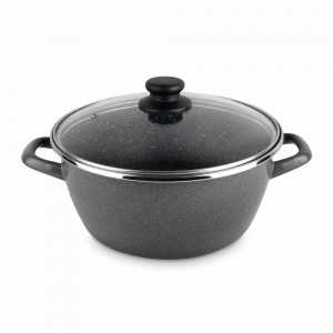 Кастрюля с крышкой, 26 см, сталь, стеклоэмаль, черный, серия K2, VITRINOR, Испания, Посуда антипригарная