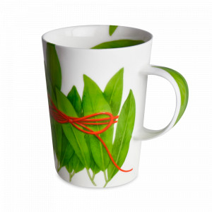 Кружка, 450 мл, костяной фарфор, белый, зеленый, серия Fil Rouge Foglie, TAITU, Италия, Большие кружки