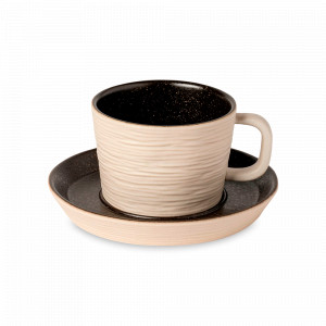 Пара чайная LATTITUDE BLACK, 200 мл, керамика, белый, черный, серия Notos, COSTA NOVA, Португалия, Notos COSTA NOVA