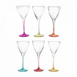 Набор из 6-ти рюмок, 70 мл, хрустальное стекло, мультиколор, серия Fusion, RCR, Италия, Рюмки на ножке