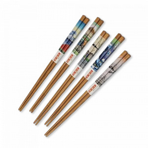 Набор из 5-ти пар палочек для еды, 22.5 см, бамбук, бежевый, декор, ROOMERS TABLEWARE, Нидерланды, Палочки для суши