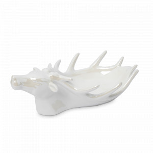 Блюдо декоративное «Олень», 26 х 16 см, керамика, белый, перламутр, серия Maral, ANNA LAFARG, Китай, Блюда сервировочные