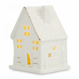 Статуэтка с подсветкой «Дом», 6.5 х 8 см, фарфор, белый, золотой, серия Townlet, ANNA LAFARG, Китай, Статуэтки