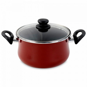 Кастрюля с крышкой, 26 см, 6.5 л, сталь, стеклоэмаль, красный, серия Authentique Burgundy, VITRINOR, Испания, Кастрюли