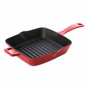 Сковорода -гриль квадратная с двумя ручками, 20 х 20 см, чугун, красный, LAVA, Турция, Сковороды гриль