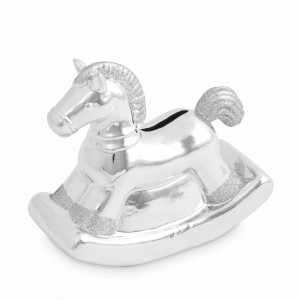 Копилка Лошадка-качалка, 13 см, фарфор, серебристый, серия Horse, ANNA LAFARG, Китай, Предметы интерьера