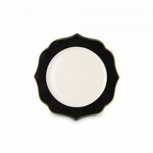 Тарелка пирожковая Nero, 15 см, костяной фарфор, позолота, черный, серия Ionica, LE COQ, Италия, Тарелки хлебные