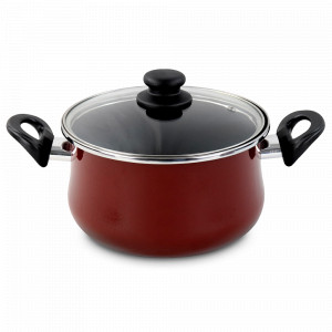 Кастрюля с крышкой, 30 см, сталь, стеклоэмаль, красный, серия Authentique Burgundy, VITRINOR, Испания, Кастрюли из нержавеющей стали