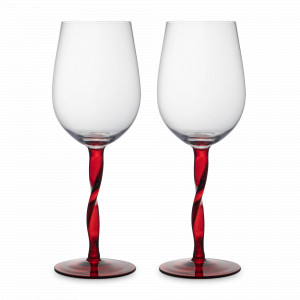 Набор из 2-х бокалов для красного вина, 540 мл, стекло, красная ножка, серия Villalago, ANNA LAFARG, Китай, Наборы бокалов для красного вина