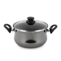 Кастрюля с крышкой, 26 см, сталь, стеклоэмаль, черный, серия Authentique Crystal, VITRINOR, Испания, 