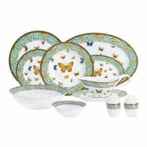Сервиз обеденный на 6 персон Бабочки, 27 предметов, фарфор, белый, декор, серия Midori, ANNA LAFARG, Китай, Столовые сервизы из фарфора