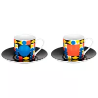 Набор из 2 кофейных пар для эспрессо «Баухаус»,  85 мл, фарфор, декор, KOENITZ, Германия, 