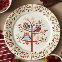 Тарелка обеденная Owl, 28 см, фарфор, белый, декор, серия Birds of Paradise, LIBERTY JONES, Россия_00814630035949885302.jpg