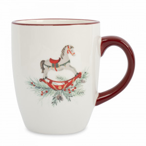 Кружка «Лошадка», 330 мл, керамика, белый, красный, серия Festival, ANNA LAFARG, Китай, Кружки