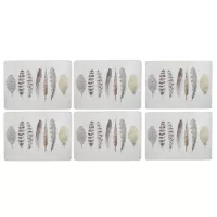 Набор из 6-ти подстановочных салфеток Feathers, 30 х 23 см, пробка, декор, CREATIVE TOPS, Великобритания, 