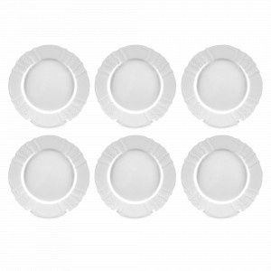 Набор из 6-ти обеденных тарелок, 27 см, фарфор, белый, серия Недекорированный, BERNADOTTE, Чехия, Тарелки