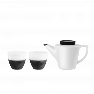 Набор чайный 3 предмета, на 2 персоны, фарфор, силикон, нержавеющая сталь, белый, черный, серия Infusion, VIVA Scandinavia, Дания, Скидка до -20% на Viva Scandinavia