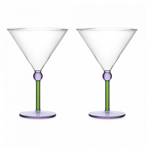 Набор из 2-х бокалов-креманок для коктейлей, 260 мл, стекло, зеленый/фиолетовый, серия Orb, LIBERTY JONES, Китай, Набор бокалов для коктейлей