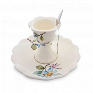 Подставка для яйца c блюдцем, керамика, декор, серия Petali Di Primavera, NUOVA CER, Италия, НОВИНКИ