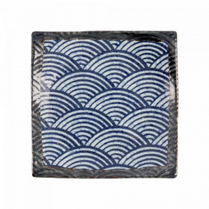 Тарелка десертная квадратная, 17.2 см, керамика, синий, белый, серия Aisai Seigaiha, TOKYO DESIGN, Нидерланды, Тарелки синие