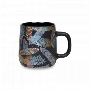 Кружка «Блестящие перья», 395 мл, фарфор, черный, декор, KOENITZ, Германия, Большие кружки