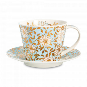 Пара чайная «Аква», 350 мл, костяной фарфор, декор, серия Islay, DUNOON, Великобритания, DUNOON (Великобритания)