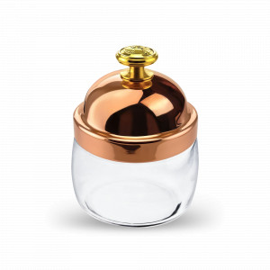 Банка для сыпучих продуктов «КМ», медь, стекло,  500 мл, серия Медная посуда, Кольчугинский Мельхиор, Россия, Кольчугинский мельхиор
