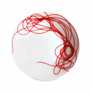 Тарелка суповая, 24 см, костяной фарфор, белый, красный, серия Fil Rouge Nodi, TAITU, Италия, Тарелки суповые