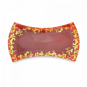 Блюдо сервировочное Bordeaux Gold, 45 х 25 см, фарфор, бордовый, золотой, серия Tosca, FALKENPORZELLAN, Германия, Блюда из фарфора