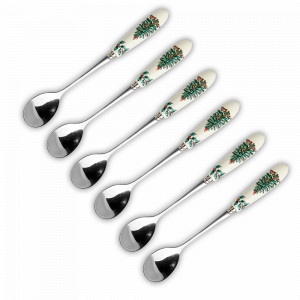 Набор из 6 чайных ложек, длина: 15 см, материал: фаянс, нержавеющая сталь, цвет: декор, серия Рождественская ель, SPODE, Великобритания, SPODE (Великобритания)